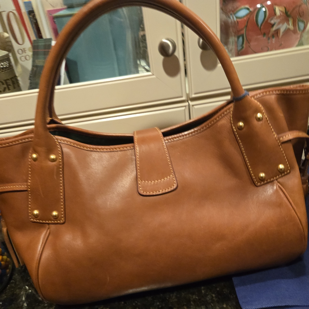 🤎🤍🤎 Dooney & Burke Satchel Elegant Brown Leather Handbag🤎🤍🤎 - Picture 9 of 16